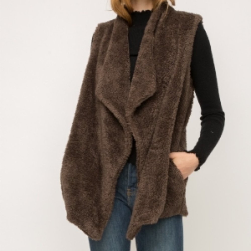 Cozy Sherpa Fully Lined Vest by Mystree w/ POCKETS